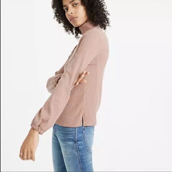Madewell Heathered Bubble-Sleeve Swing Turtleneck - Picture 1 of 15